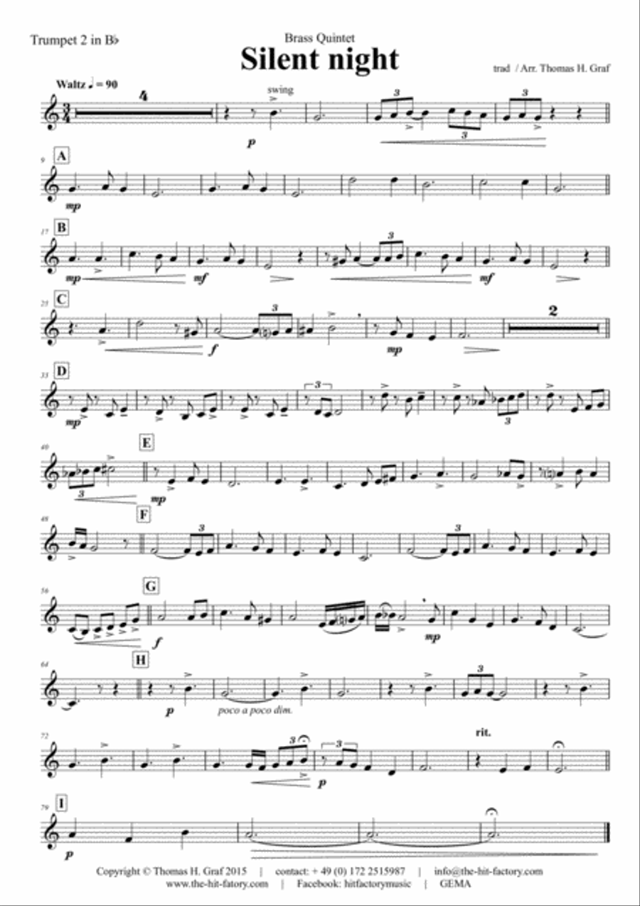 Silent Night - Stille Nacht - Jazz Waltz - Brass Quintet Brass Quintet scores gallery preview page 6