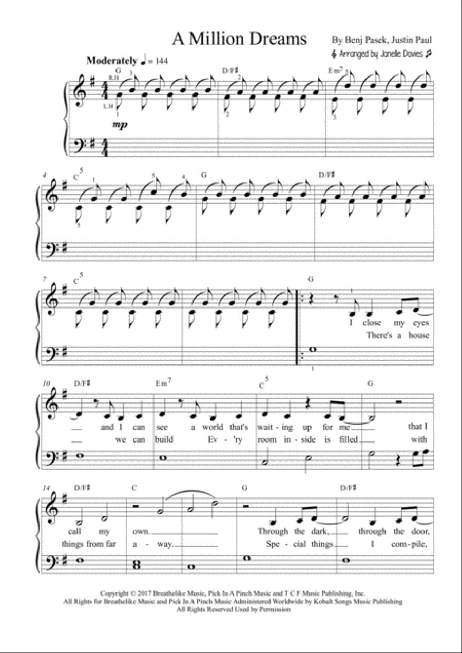 A Million Dreams A Million Dreams Voice scores gallery preview page 1