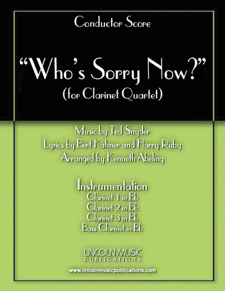 Book cover for Who’s Sorry Now? (for Clarinet Quartet)