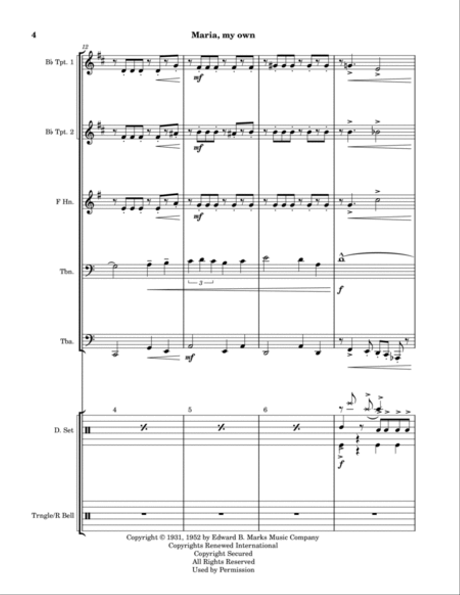 Maria, My Own Brass Quintet scores gallery preview page 4