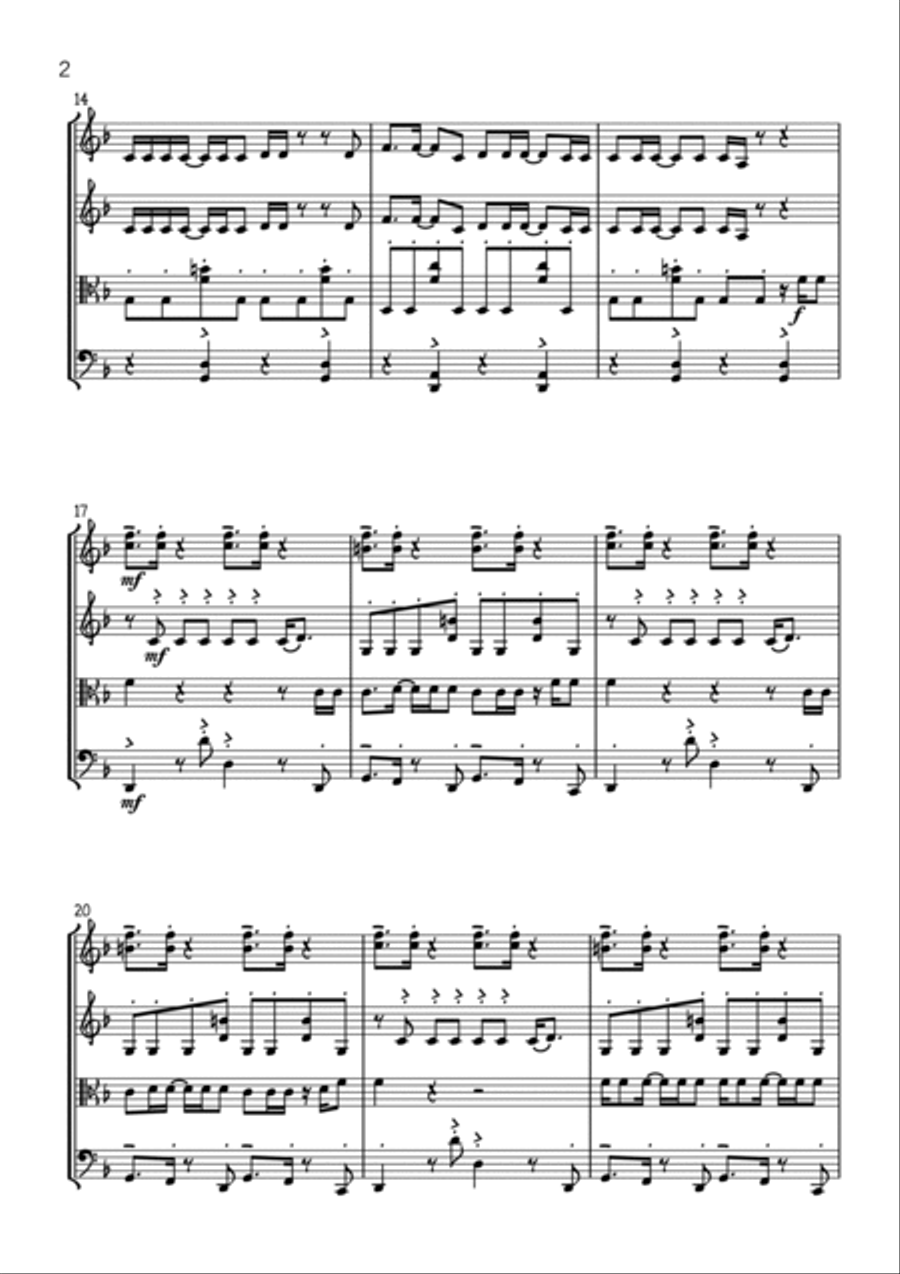 Uptown Funk String Quartet scores gallery preview page 2