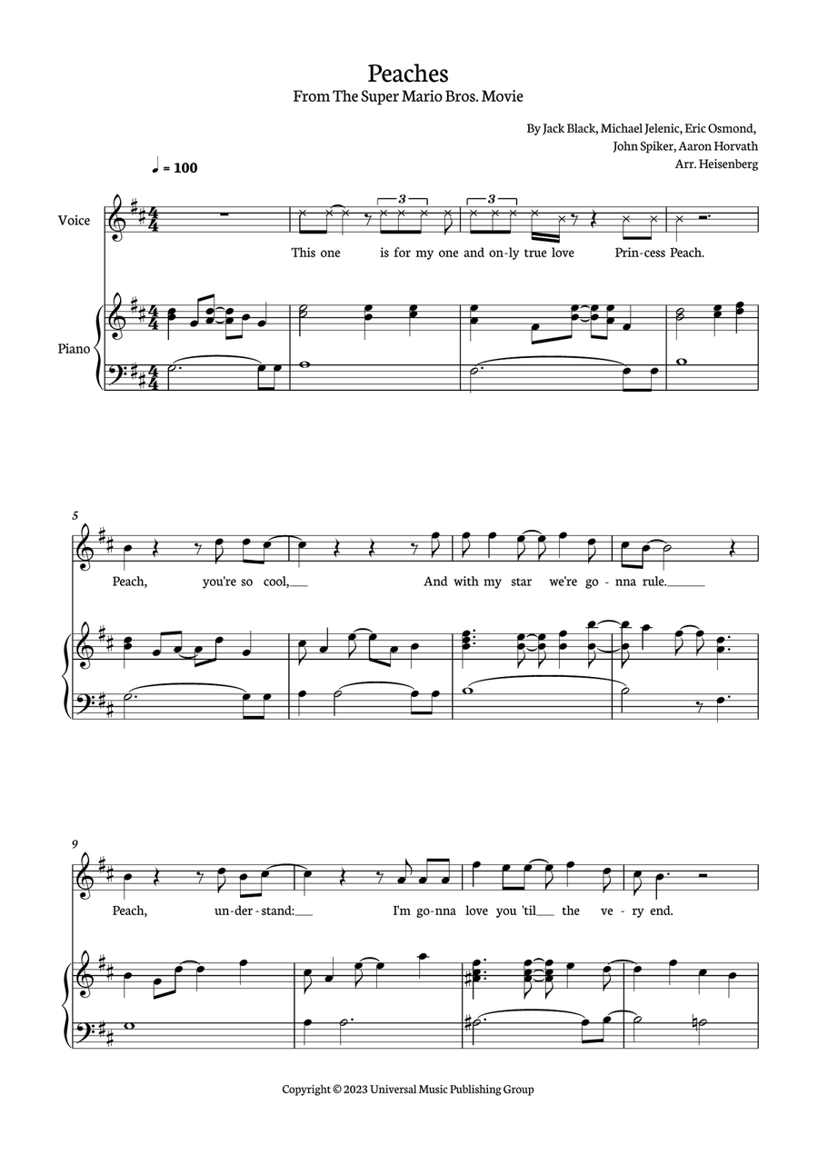 Peaches Peaches Piano, Vocal scores gallery preview page 1