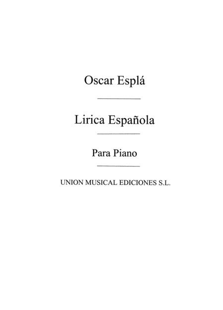 Lirica Espanola Vol.1 Bocetos Levantinos For Piano