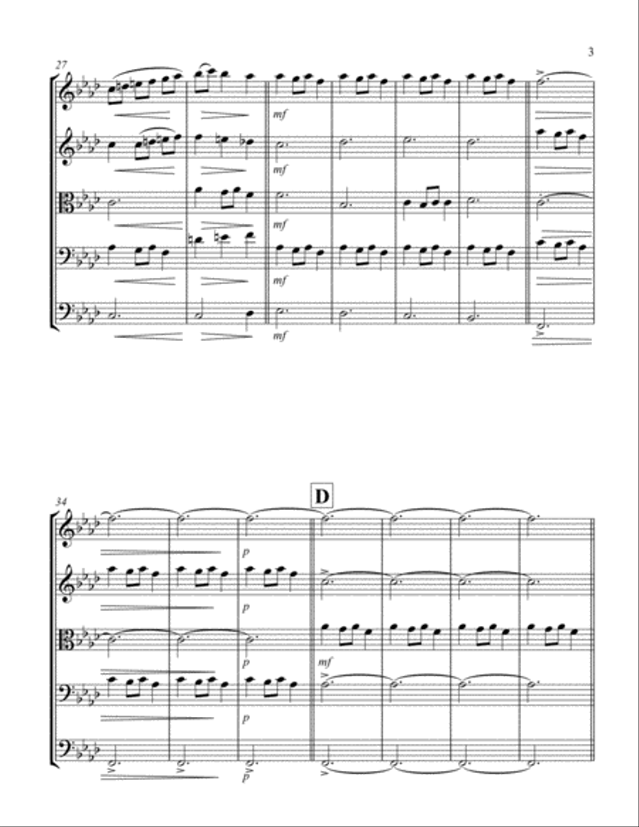 Carol of the Bells (F min) (String Quintet - 2 Violin, 1 Viola, 1 Cello, 1 Bass) String Quintet scores gallery preview page 3