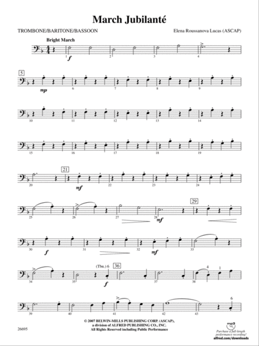 March Jubilante: 1st Trombone Concert Band scores gallery preview page 1