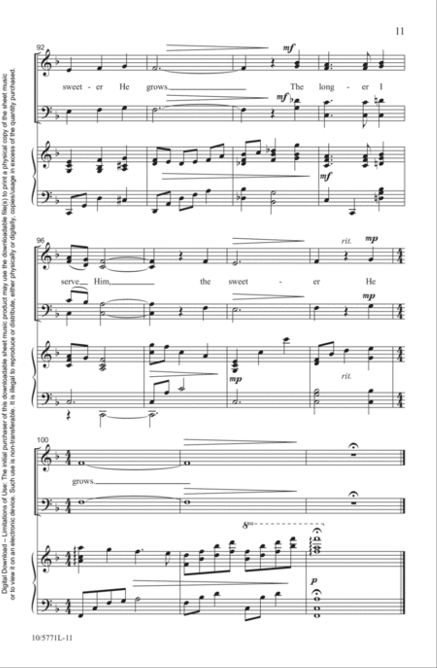 The Longer I Serve Him 4-Part scores gallery preview page 11