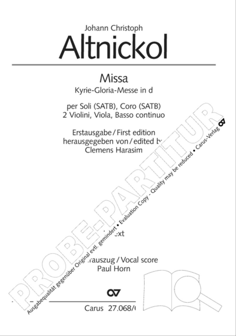Mass in D minor (Missa in d) 4-Part scores gallery preview page 2
