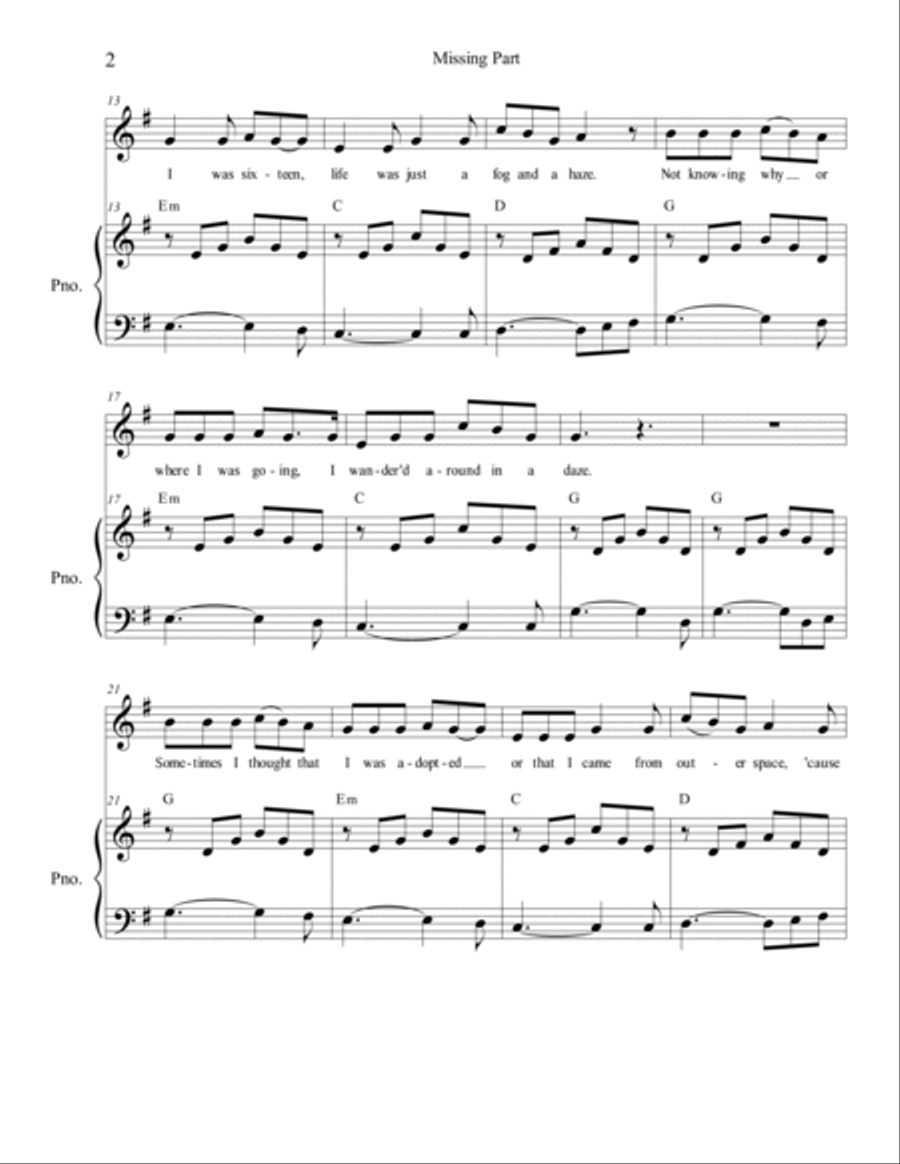 Missing Part Missing Part Piano, Vocal, Guitar scores gallery preview page 4