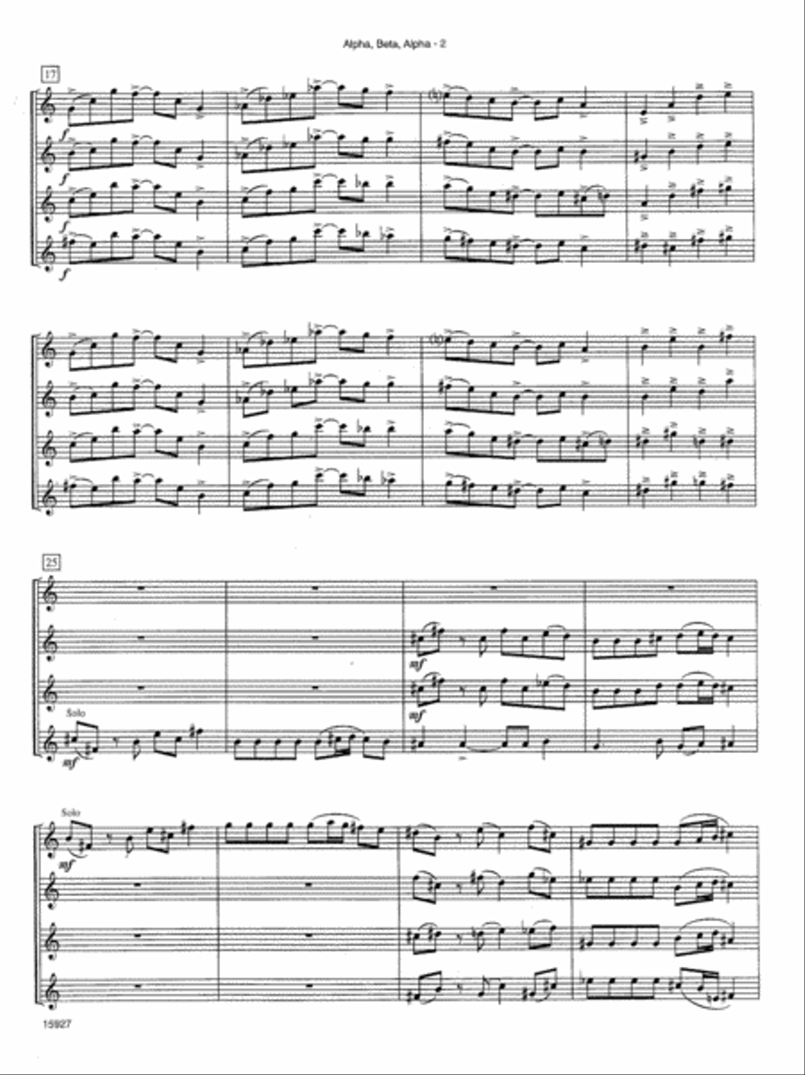 Alpha, Beta, Alpha Saxophone Quartet scores gallery preview page 3