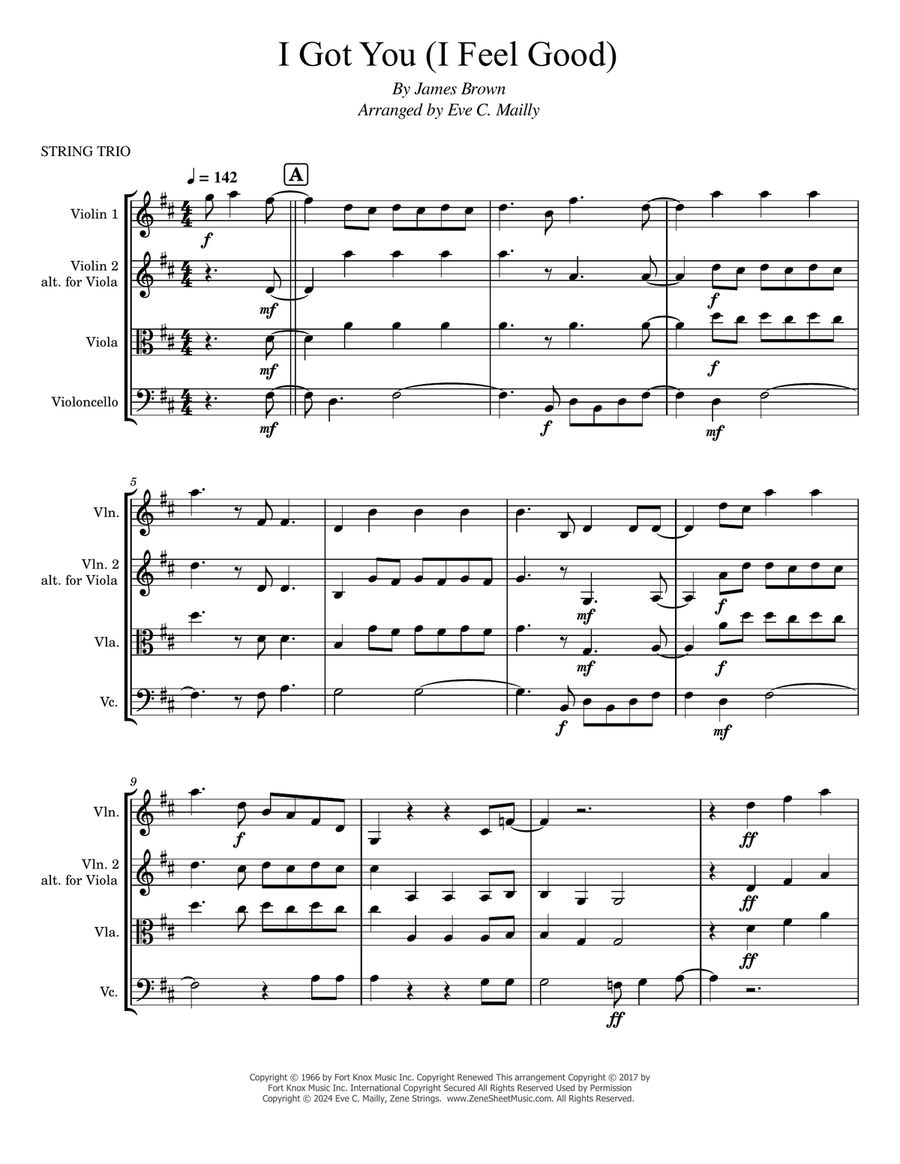 I Got You (I Feel Good) String Trio scores gallery preview page 1