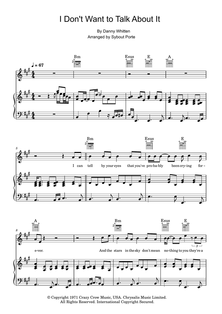 I Don't Want To Talk About It Piano, Vocal, Guitar scores gallery preview page 1