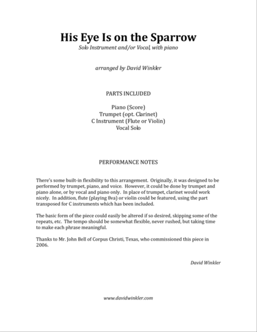 His Eye Is on the Sparrow Small Ensemble scores gallery preview page 2