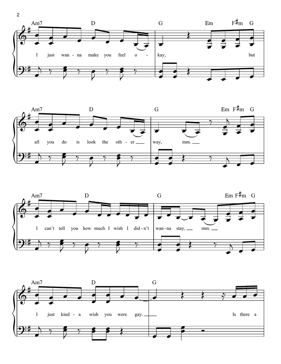 wish you were gay Easy Piano scores gallery preview page 2