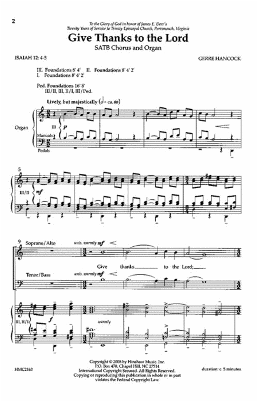 Give Thanks to the Lord Give Thanks to the Lord 4-Part scores gallery preview page 2