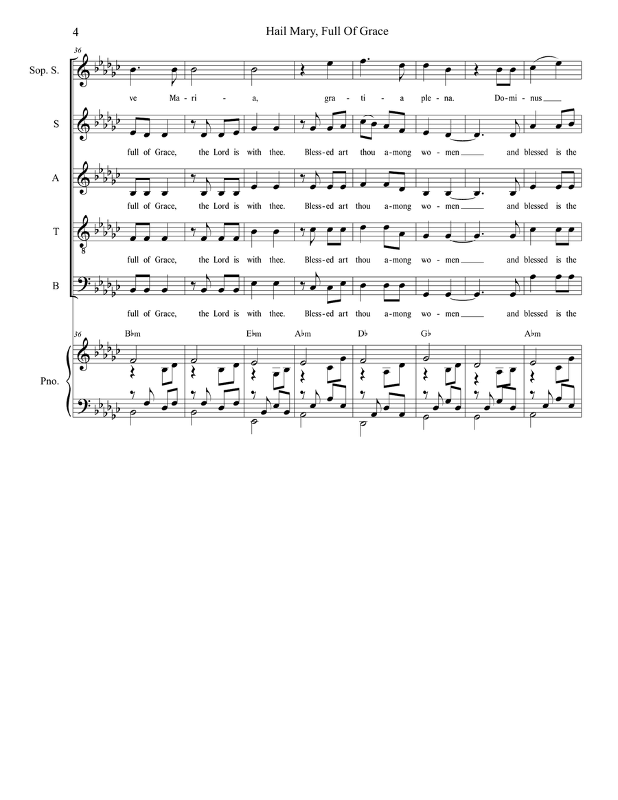 Hail Mary, Full Of Grace Hail Mary, Full Of Grace 4-Part scores gallery preview page 5