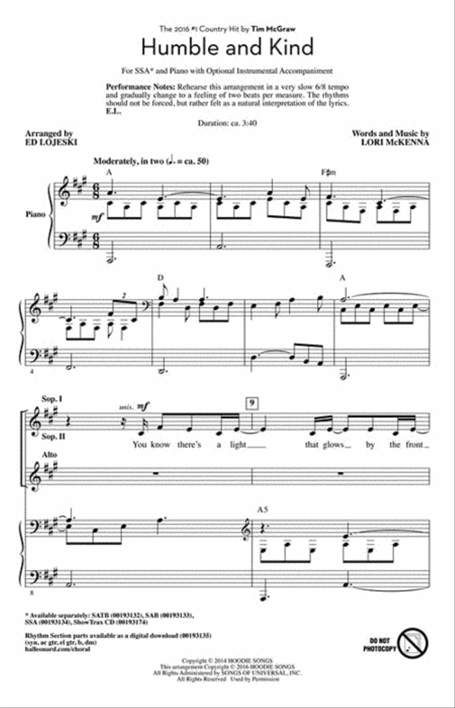 Humble and Kind Humble and Kind SSA scores gallery preview page 2