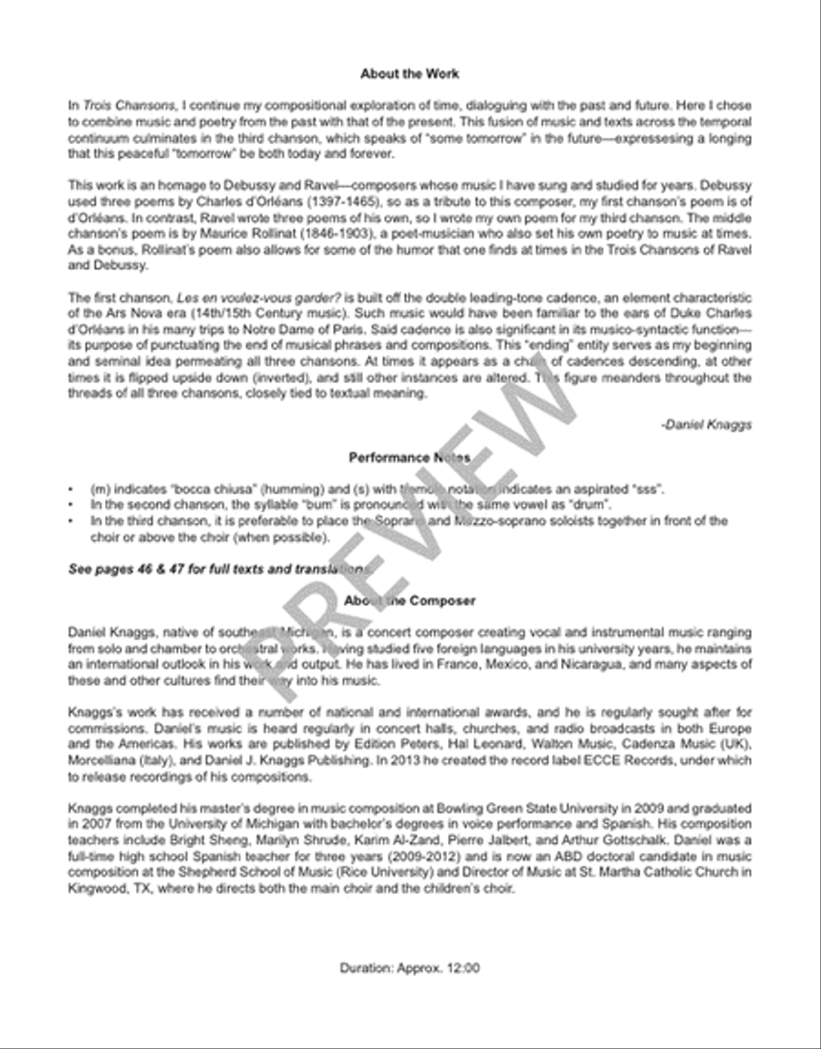 Trois Chansons Trois Chansons Divisi scores gallery preview page 3