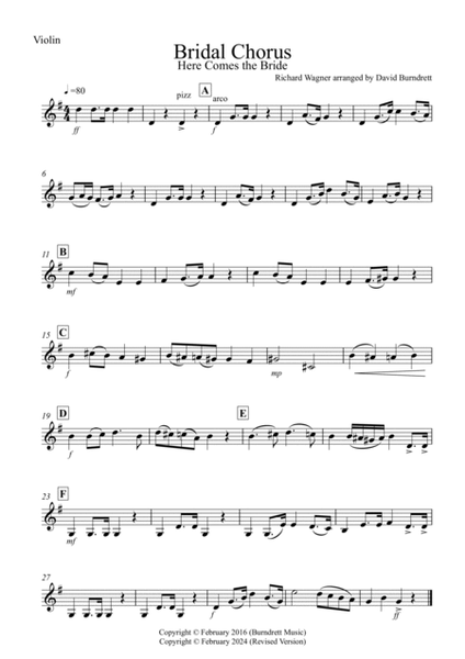 Bridal Chorus "Here Comes The Bride" for Violin and Viola Duet image number null