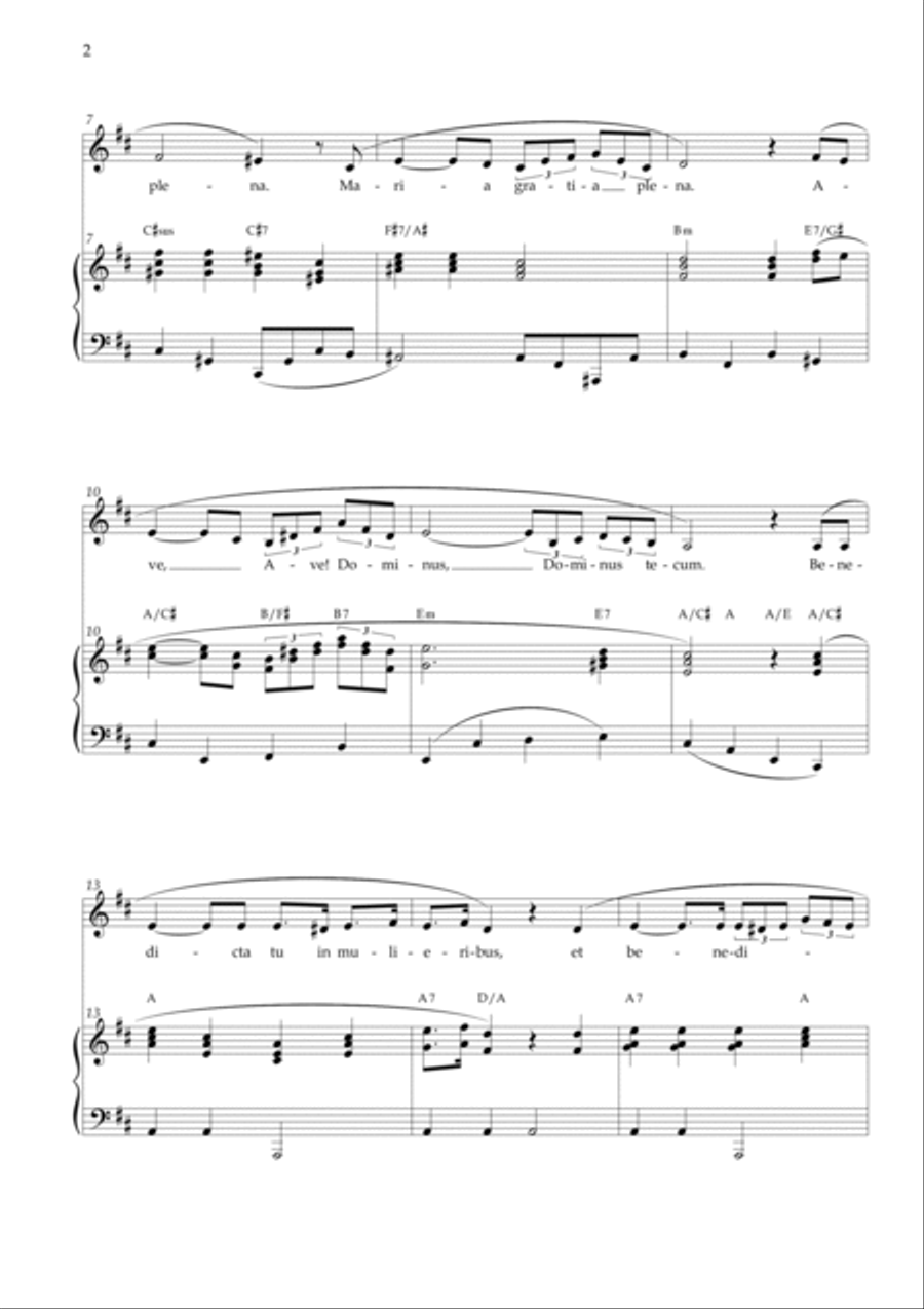 Ave Maria - Schubert D Major Chords Voice scores gallery preview page 2