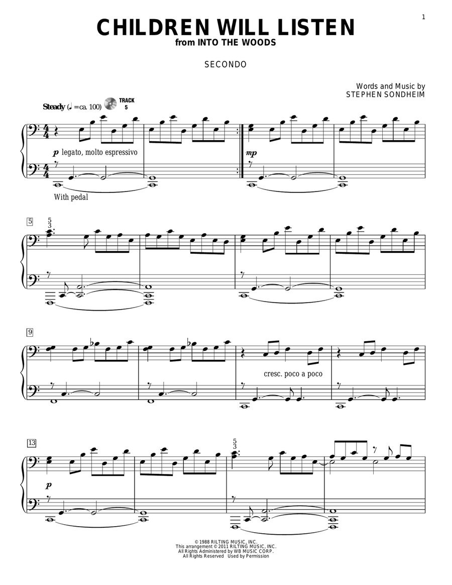 Children Will Listen (from Into The Woods) Piano Duet scores gallery preview page 1