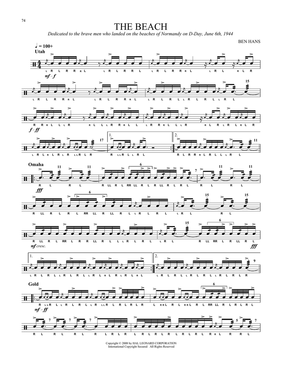 The Beach The Beach Snare Drum scores gallery preview page 1