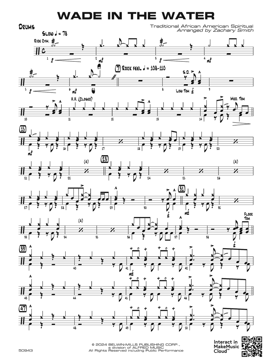 Wade in the Water: Drums Wade in the Water: Drums Drums scores gallery preview page 1