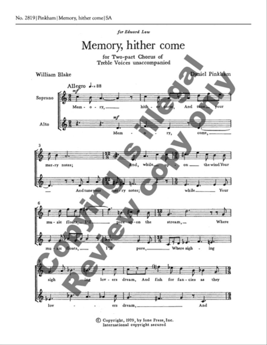 Memory, Hither Come SA scores gallery preview page 3