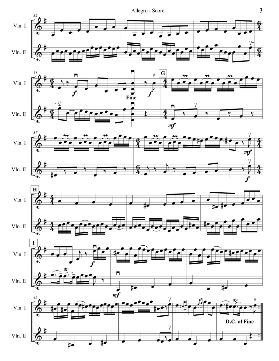 Fiocco Allegro for Two Violins String Duet scores gallery preview page 3