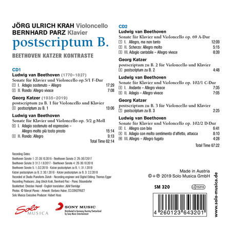 Jorg Ulrich Krah & Bernhard Parz: postscriptum B. - Beethoven Katzer Kontraste