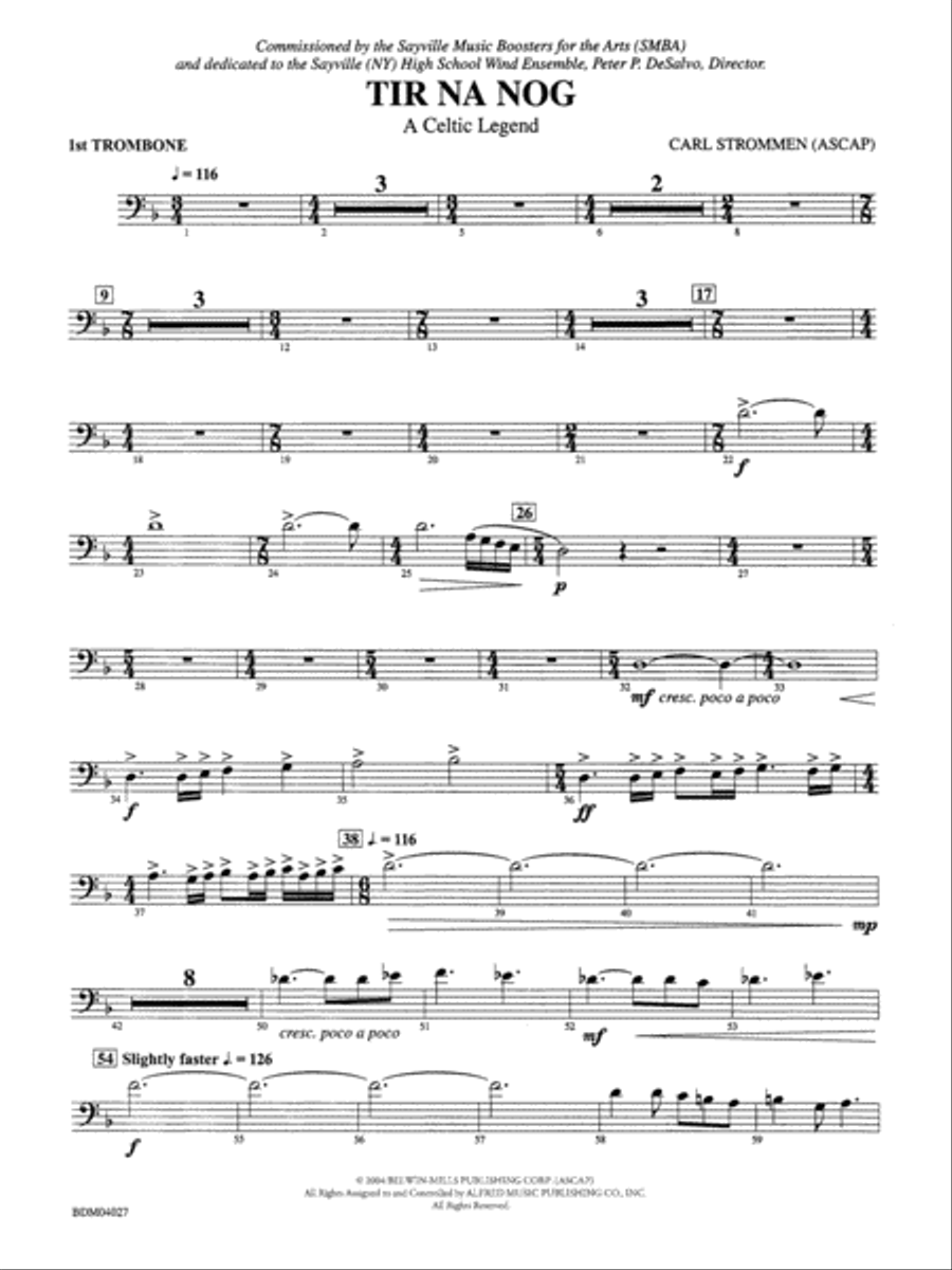 Tir Na Nog (A Celtic Legend): 1st Trombone Concert Band scores gallery preview page 1