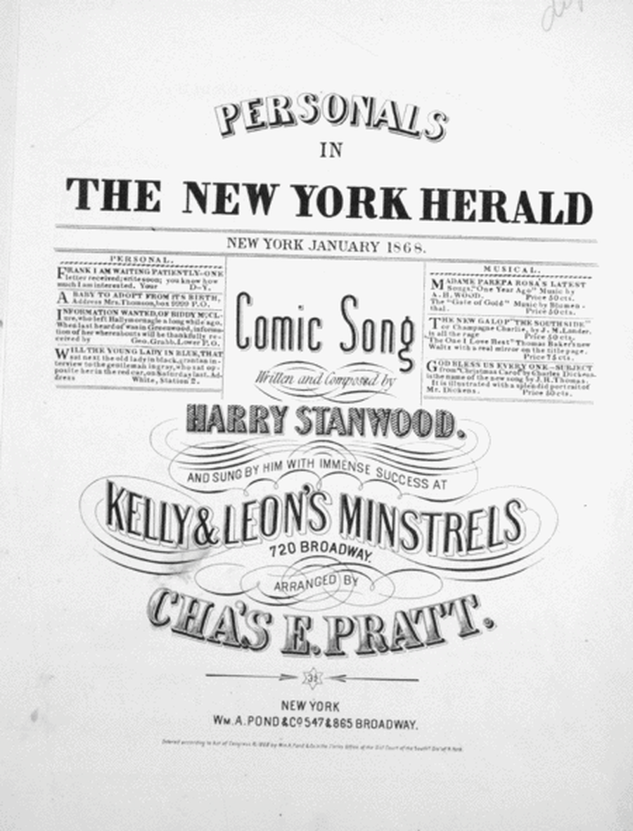 Personals in the New York Herald. Comic Song