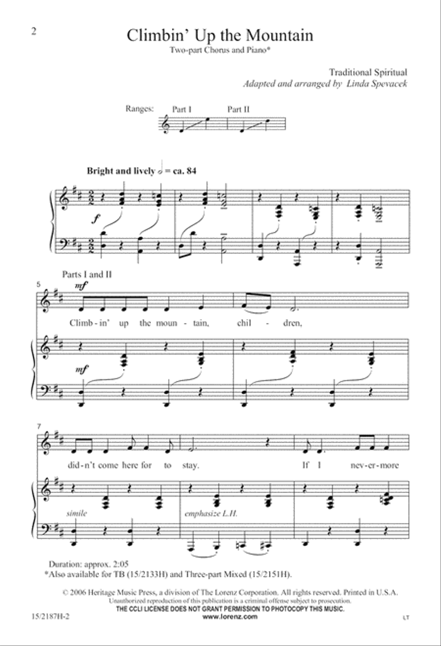 Climbin' Up the Mountain 2-Part scores gallery preview page 3