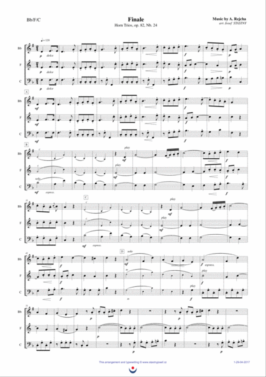 Horn Trios, Nb. 24 - FINALE Brass Trio scores gallery preview page 1