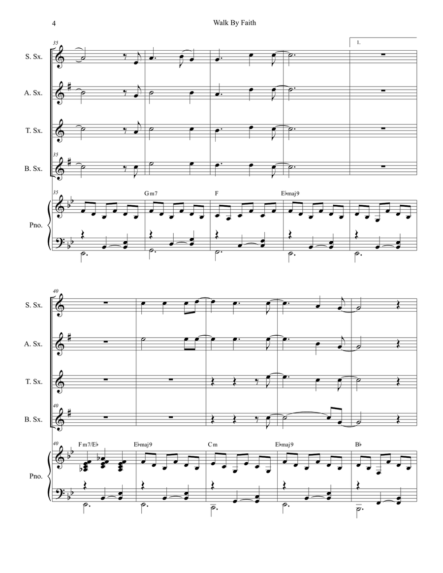 Walk By Faith Saxophone Quartet scores gallery preview page 4