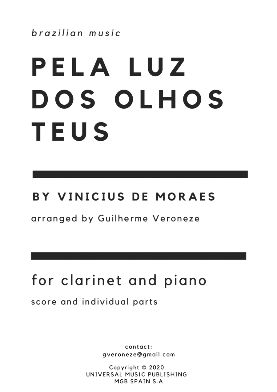 Pela Luz Dos Olhos Teus Pela Luz Dos Olhos Teus Clarinet Solo scores gallery preview page 1