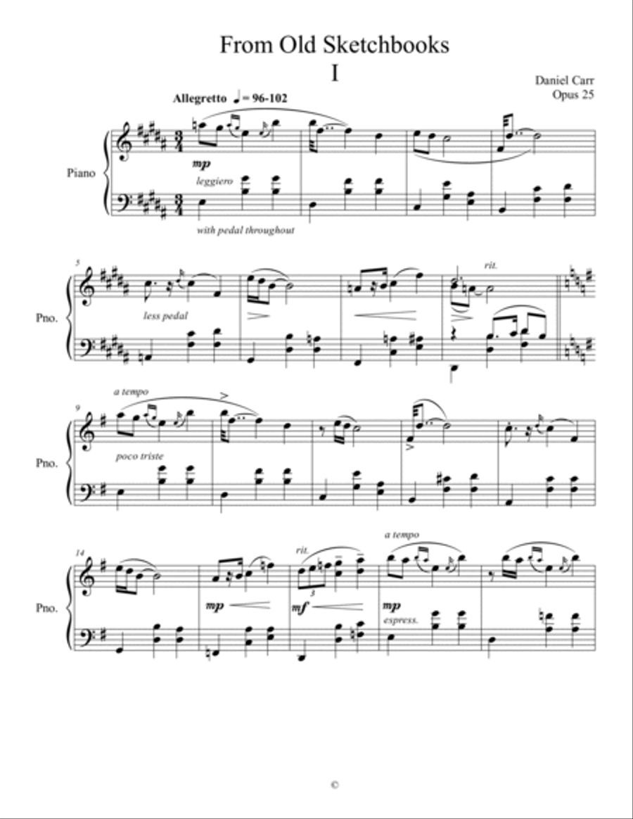 From Old Sketchbooks for Solo Piano - Opus 25 Piano Solo scores gallery preview page 3