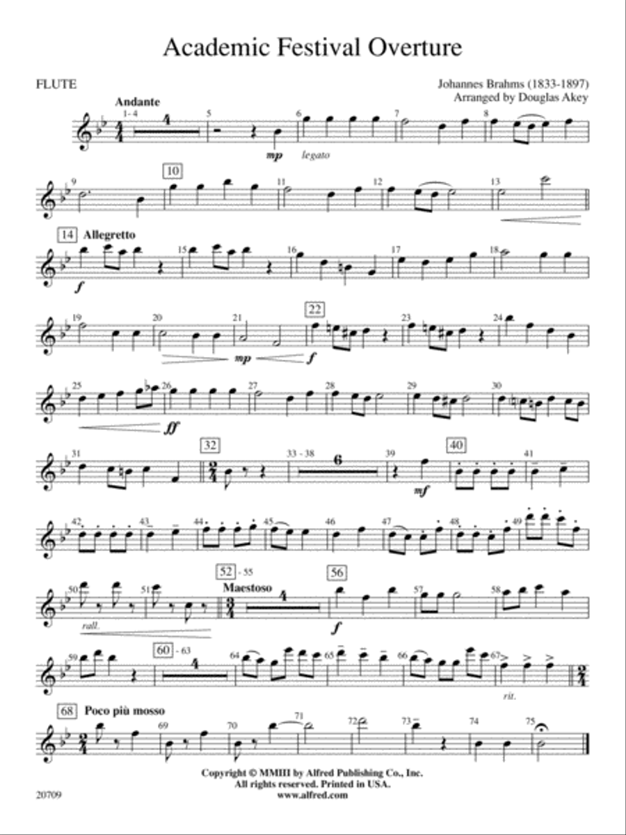 Academic Festival Overture: Flute Concert Band scores gallery preview page 1