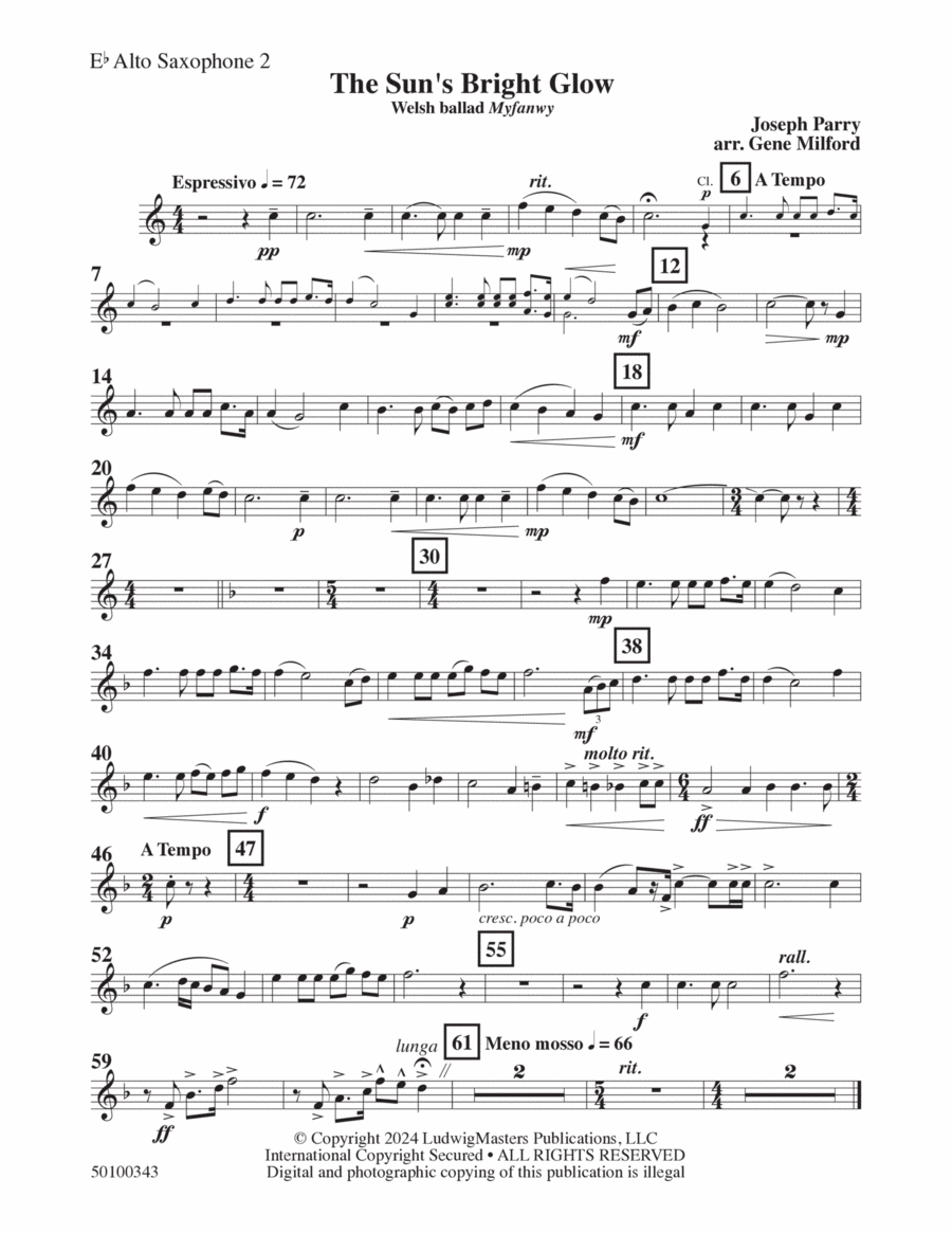The Sun's Bright Glow (arr. Gene Milford) - Alto Sax 2 Concert Band scores gallery preview page 1