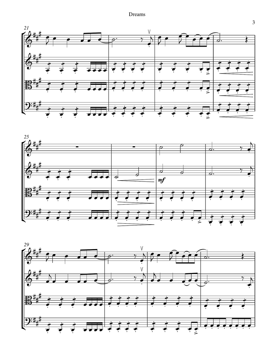 Dreams String Quartet scores gallery preview page 4