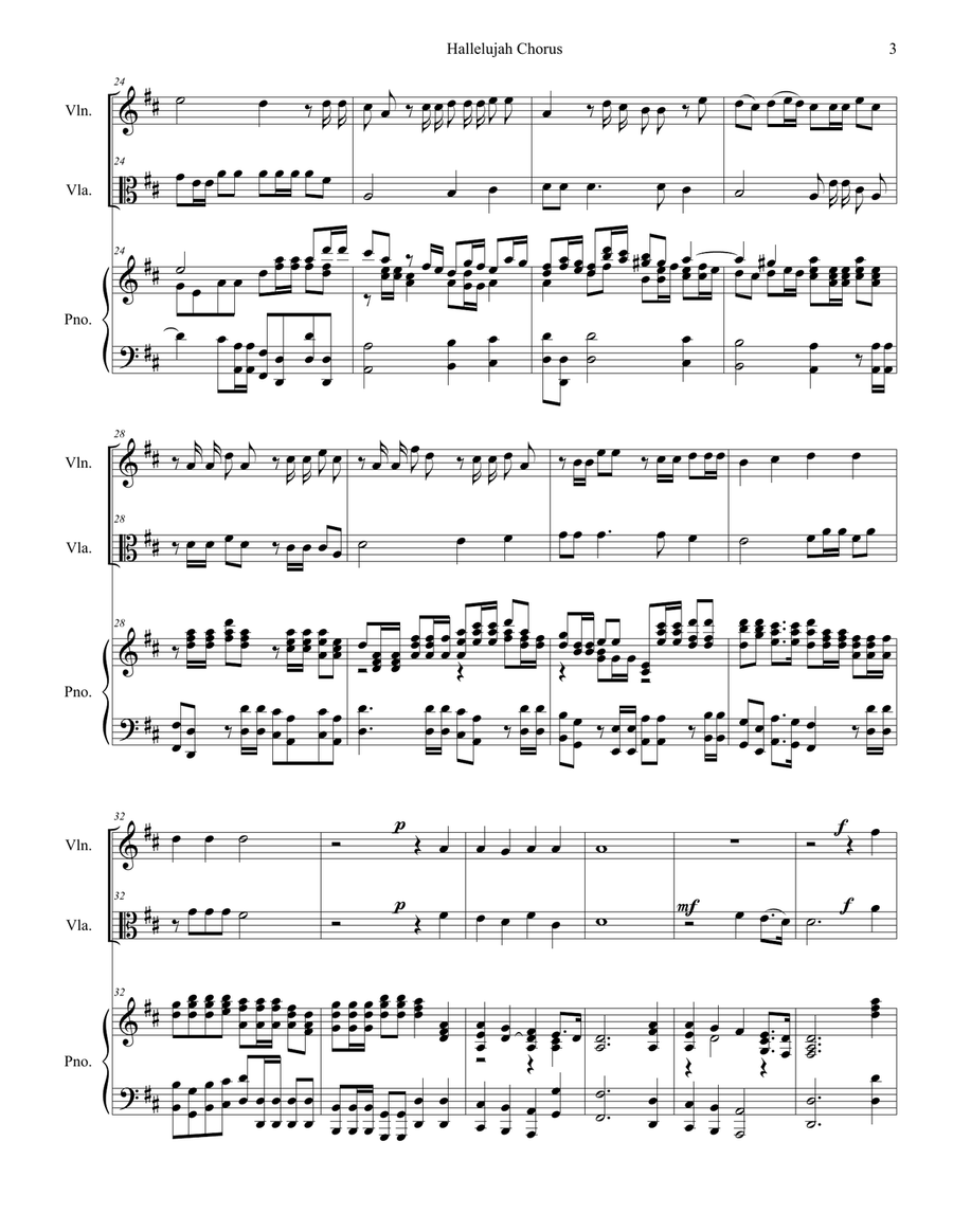 Hallelujah Chorus (Duet for Violin and Viola) String Duet scores gallery preview page 3