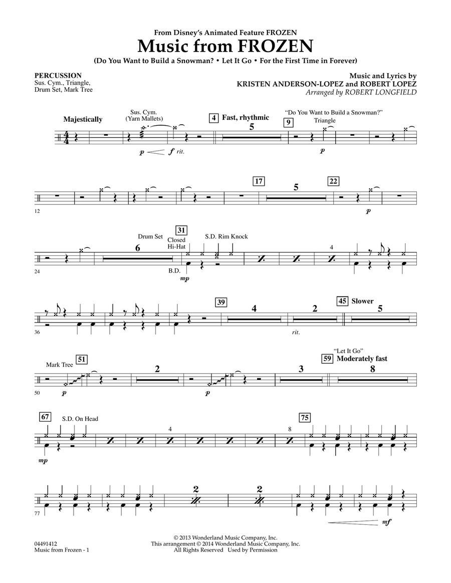 Music from Frozen - Percussion Orchestra scores gallery preview page 1