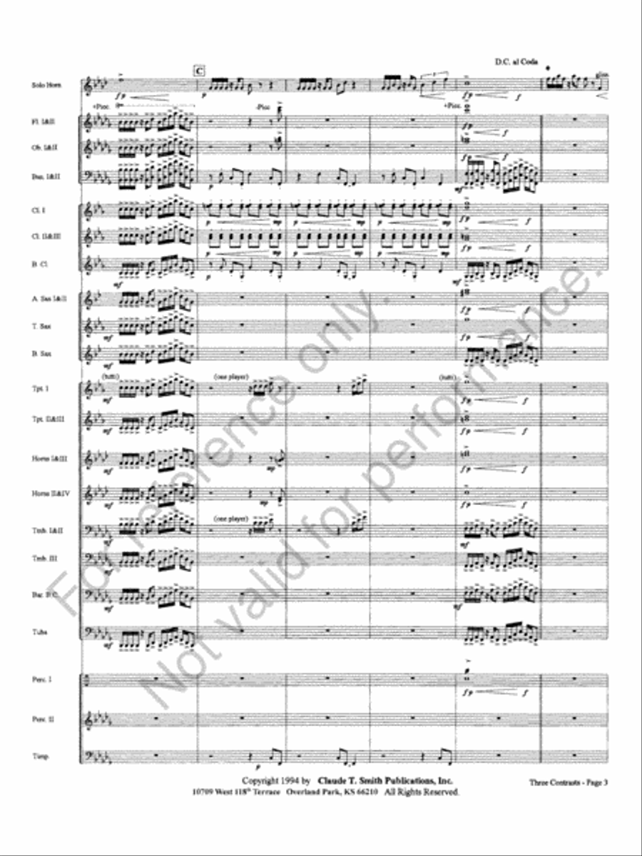 Three Contrasts for Two Horns And Wind Ensemble Concert Band scores gallery preview page 7