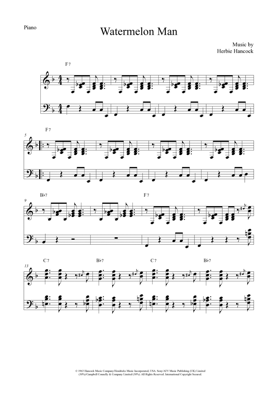 Watermelon Man Piano Method scores gallery preview page 1
