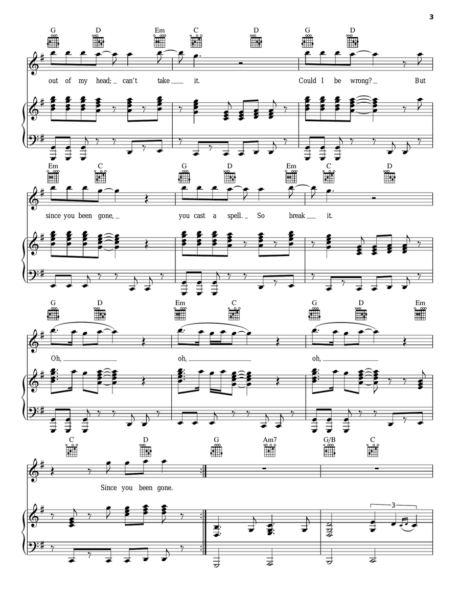 Since You've Been Gone Acoustic Guitar scores gallery preview page 3