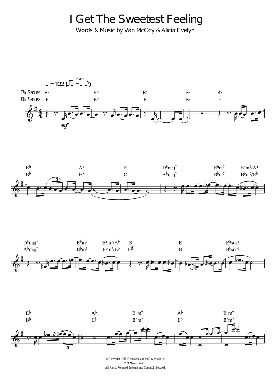 I Get The Sweetest Feeling Saxophone Solo scores gallery preview page 1