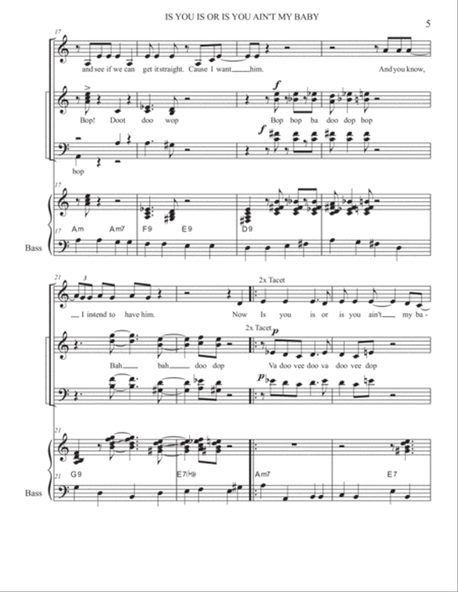Is You Is, Or Is You Ain't (ma' Baby) 4-Part scores gallery preview page 5