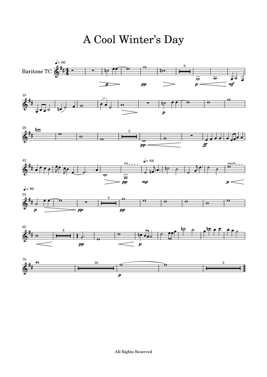 A Cool Winter’s Day-Baritone TC Part Concert Band scores gallery preview page 1