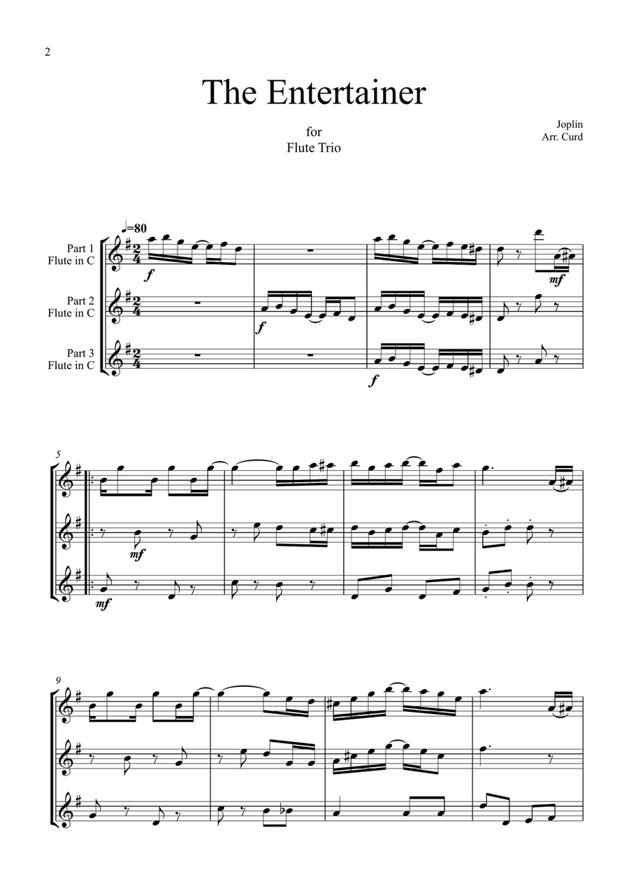 The Entertainer. For Flute Trio Flute Trio scores gallery preview page 2