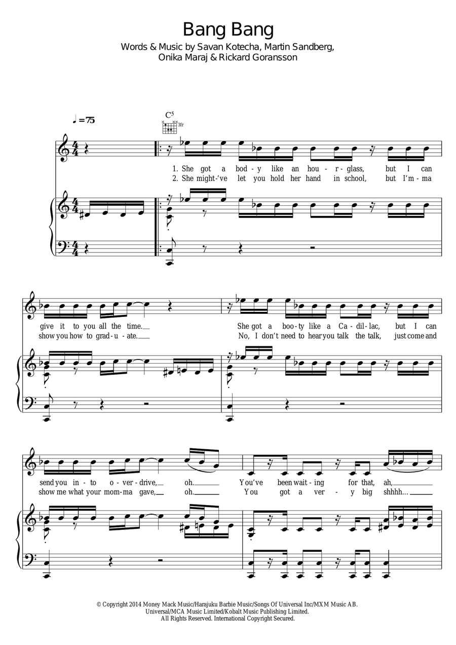 Bang Bang Piano, Vocal scores gallery preview page 1