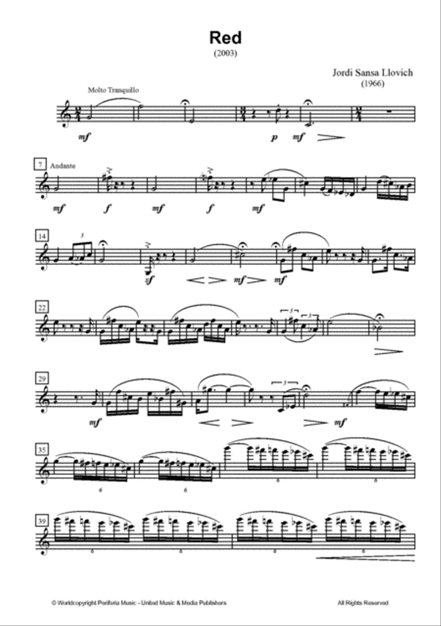 Red for Clarinet Solo Clarinet Solo scores gallery preview page 2
